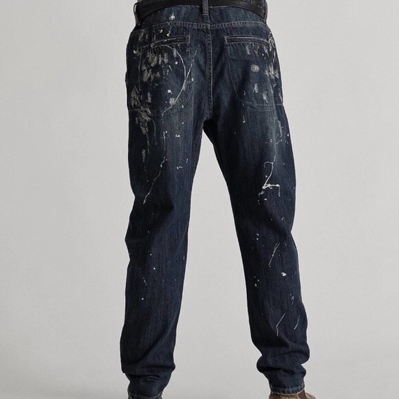One Teaspoon Mens Jeans 32 R RELAXED TAPERED COWBOY MR GOLDS Revolve Artsy Dark - Picture 10 of 16